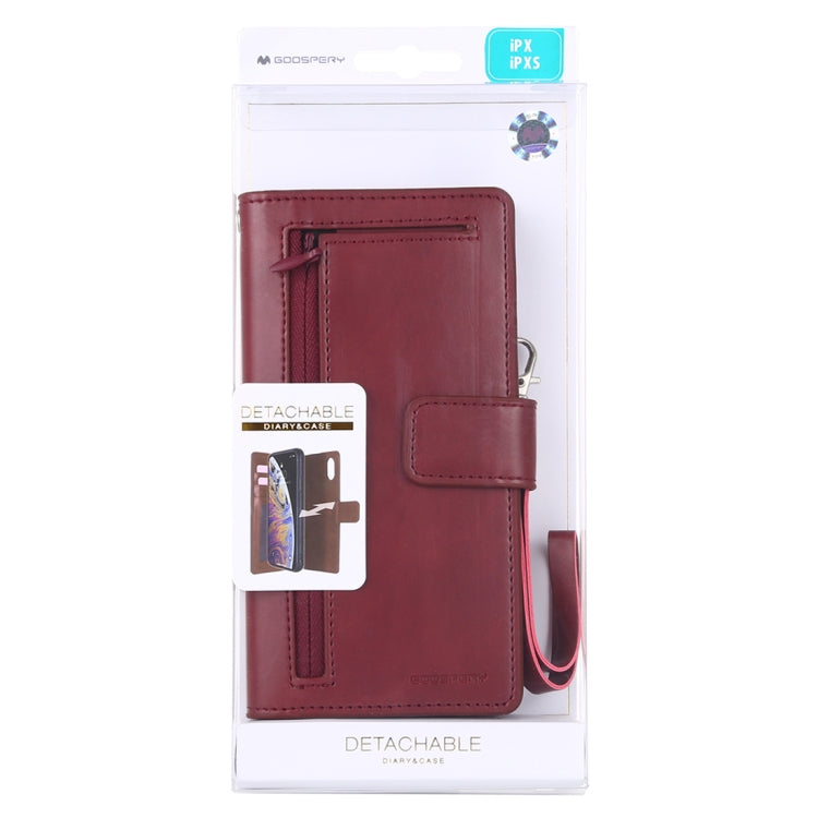 For iPhone X / XS GOOSPERY DETACHABLE DIARY Horizontal Flip Leather Case with Holder & Card Slots & Zipper & Wallet