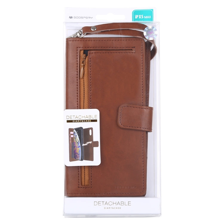 For iPhone XS Max GOOSPERY DETACHABLE DIARY Horizontal Flip Leather Case with Holder & Card Slots & Zipper & Wallet