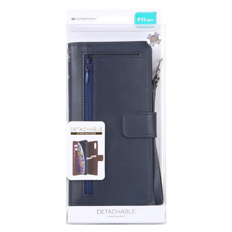 For iPhone XS Max GOOSPERY DETACHABLE DIARY Horizontal Flip Leather Case with Holder & Card Slots & Zipper & Wallet