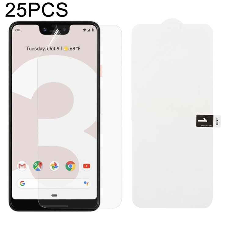 25 PCS Soft Hydrogel Film Full Cover Front Protector with Alcohol Cotton + Scratch Card for Google Pixel 3 XL