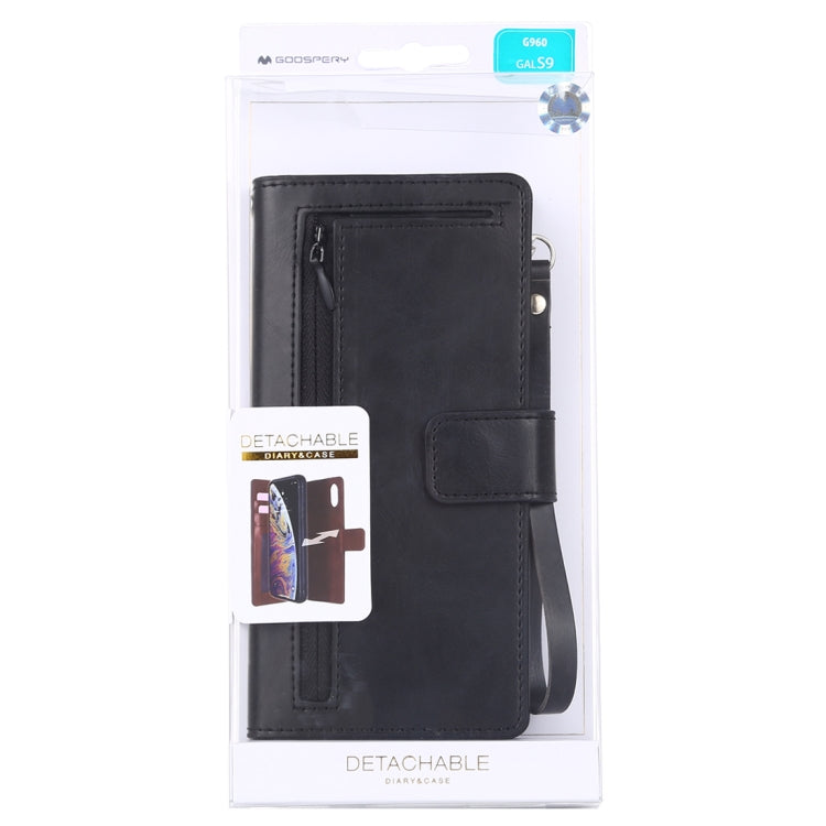 GOOSPERY DETACHABLE DIARY Horizontal Flip Leather Case with Holder & Card Slots & Zipper & Wallet for Galaxy S9