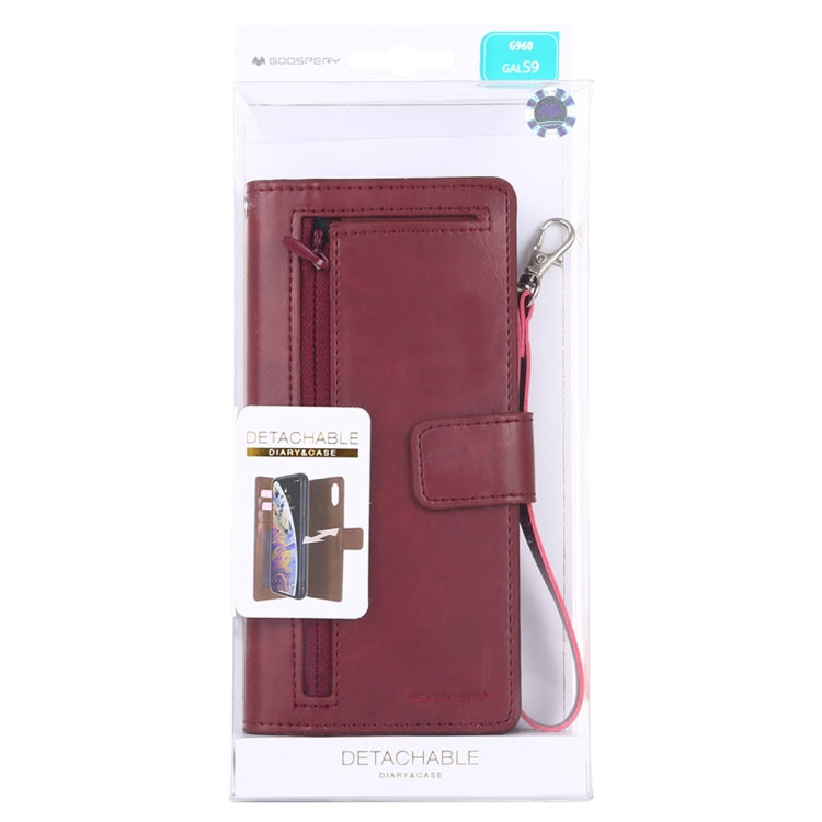 GOOSPERY DETACHABLE DIARY Horizontal Flip Leather Case with Holder & Card Slots & Zipper & Wallet for Galaxy S9