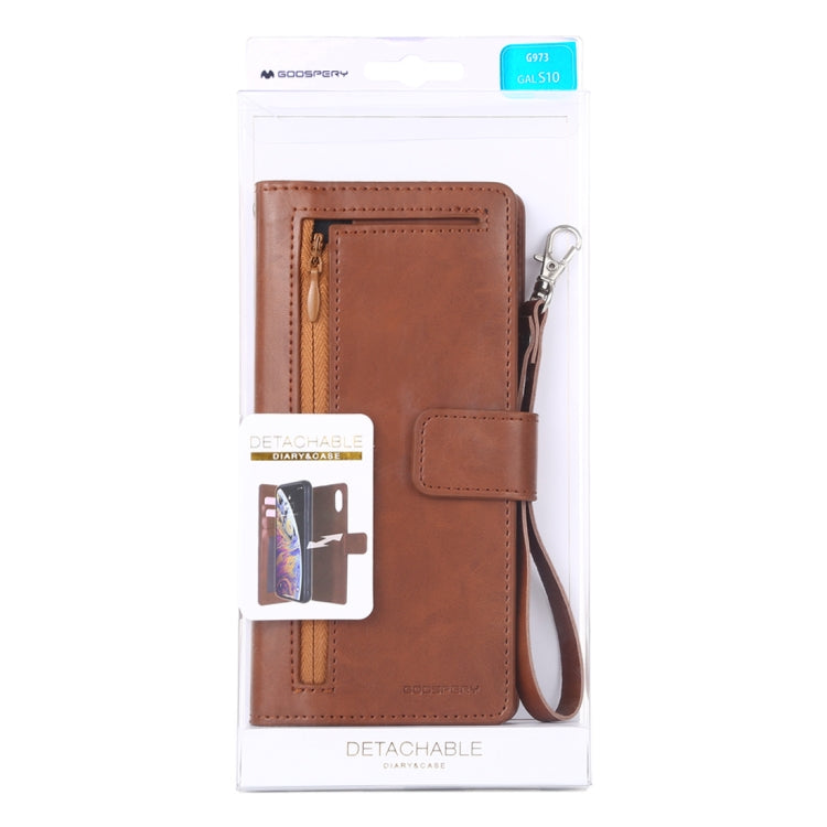 GOOSPERY DETACHABLE DIARY Horizontal Flip Leather Case with Holder & Card Slots & Zipper & Wallet for Galaxy S10