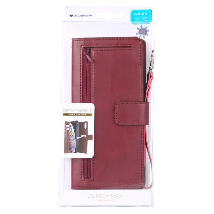 GOOSPERY DETACHABLE DIARY Horizontal Flip Leather Case with Holder & Card Slots & Zipper & Wallet for Galaxy A30 / 20