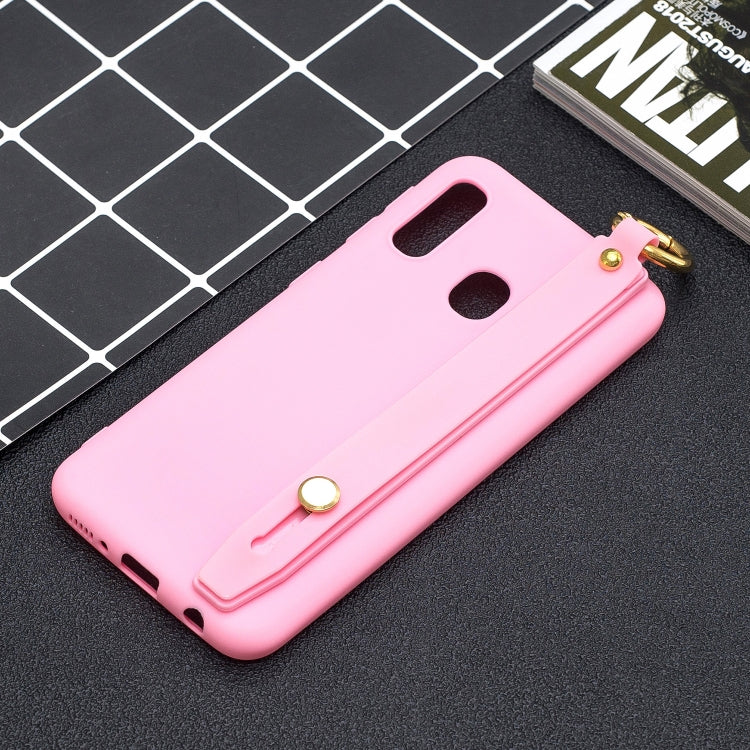 Shockproof Solid Color TPU Case with Wristband For Galaxy A20e