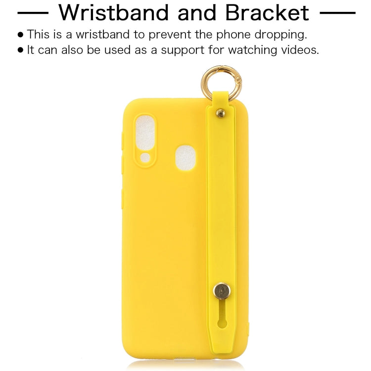 Shockproof Solid Color TPU Case with Wristband For Galaxy A20e