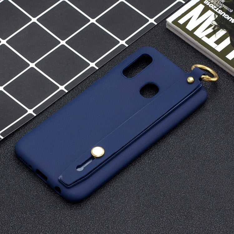 Shockproof Solid Color TPU Case with Wristband For Galaxy A20e