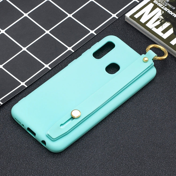 Shockproof Solid Color TPU Case with Wristband For Galaxy A20e