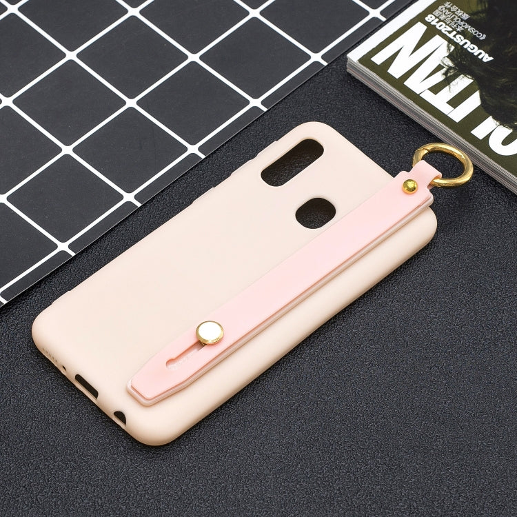 Shockproof Solid Color TPU Case with Wristband For Galaxy A20e