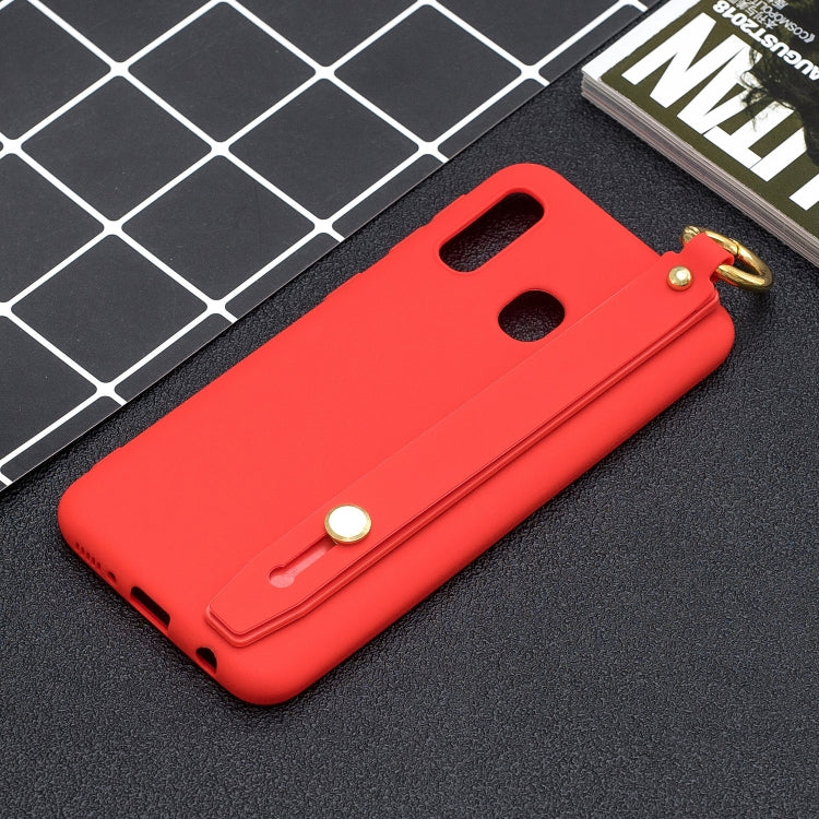 Shockproof Solid Color TPU Case with Wristband For Galaxy A20e