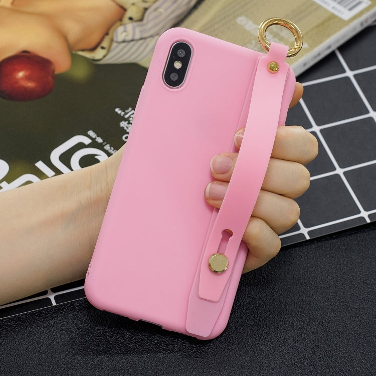 Shockproof Solid Color TPU Case with Wristband For Galaxy A6 (2018)