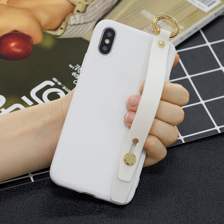 Shockproof Solid Color TPU Case with Wristband For Galaxy A6 (2018)