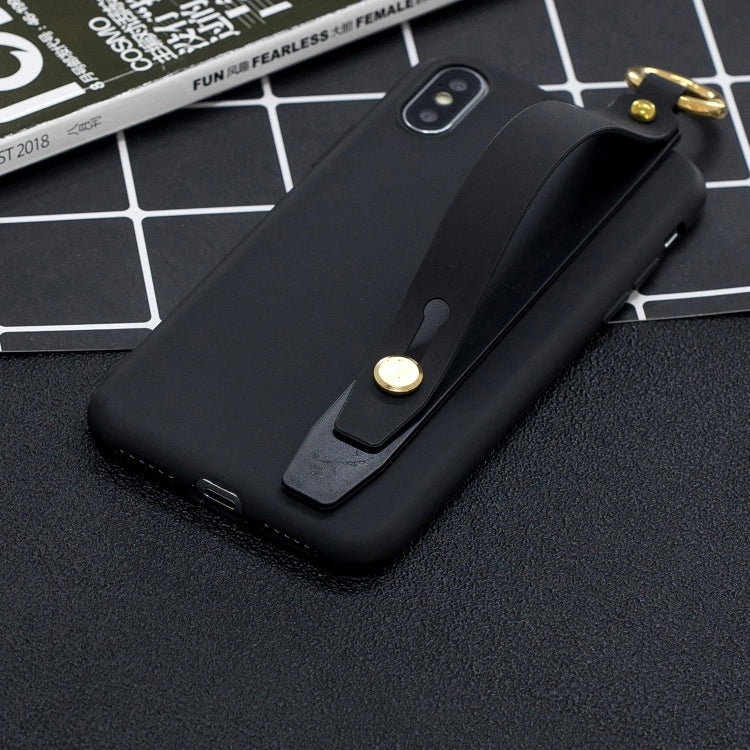 Shockproof Solid Color TPU Case with Wristband For Galaxy A6 (2018)