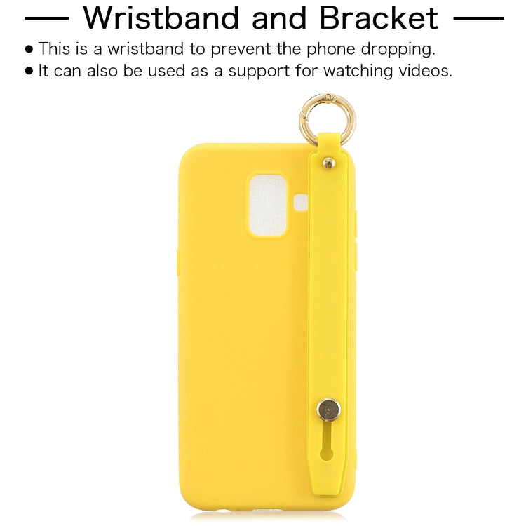 Shockproof Solid Color TPU Case with Wristband For Galaxy A6 (2018)