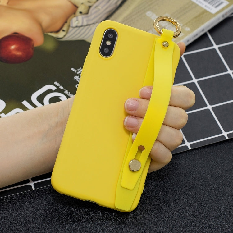 Shockproof Solid Color TPU Case with Wristband For Galaxy A6 (2018)