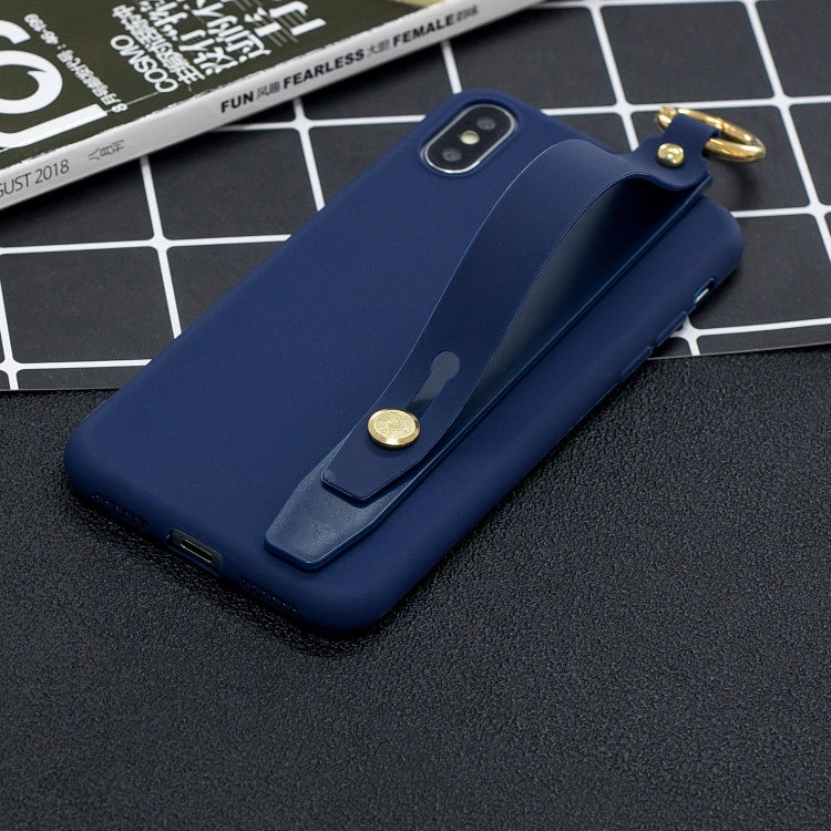 Shockproof Solid Color TPU Case with Wristband For Galaxy A6 (2018)