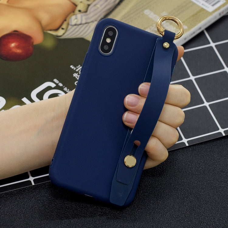 Shockproof Solid Color TPU Case with Wristband For Galaxy A6 (2018)