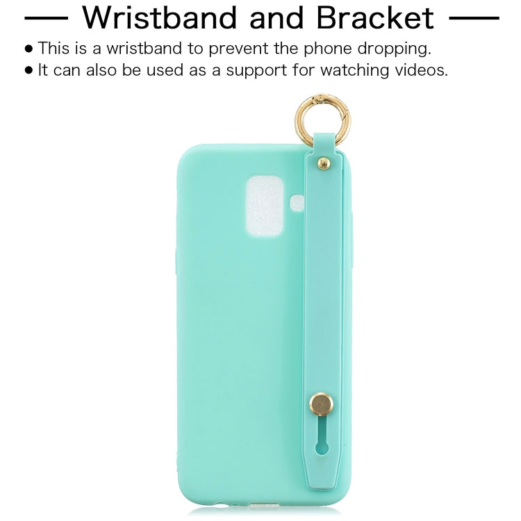 Shockproof Solid Color TPU Case with Wristband For Galaxy A6 (2018)