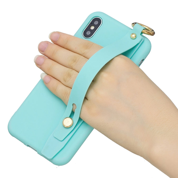 Shockproof Solid Color TPU Case with Wristband For Galaxy A6 (2018)