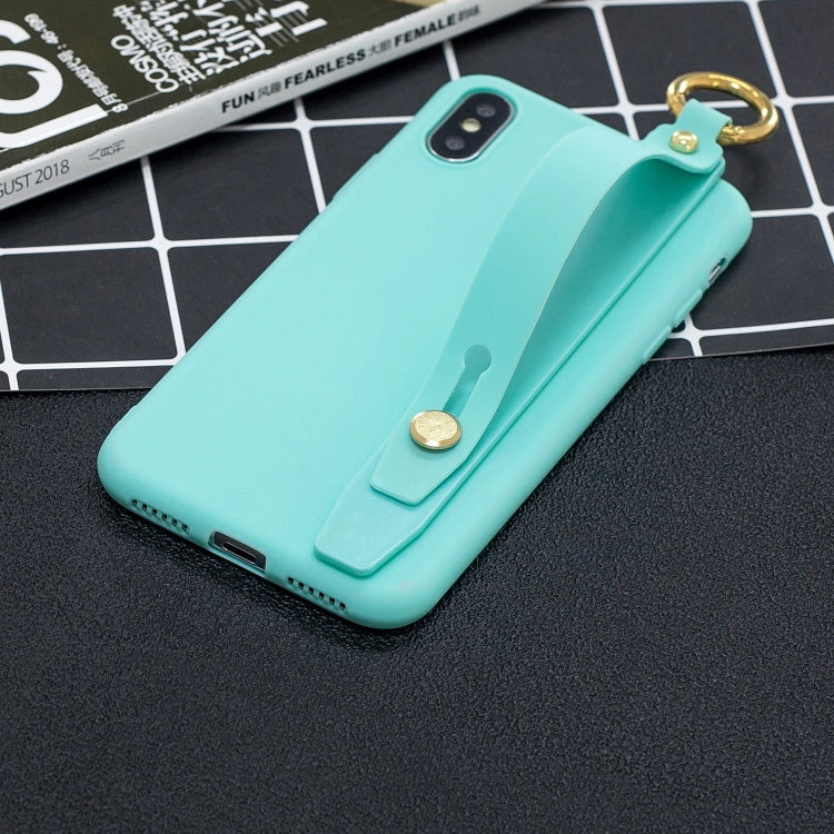 Shockproof Solid Color TPU Case with Wristband For Galaxy A6 (2018)