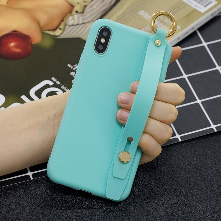 Shockproof Solid Color TPU Case with Wristband For Galaxy A6 (2018)