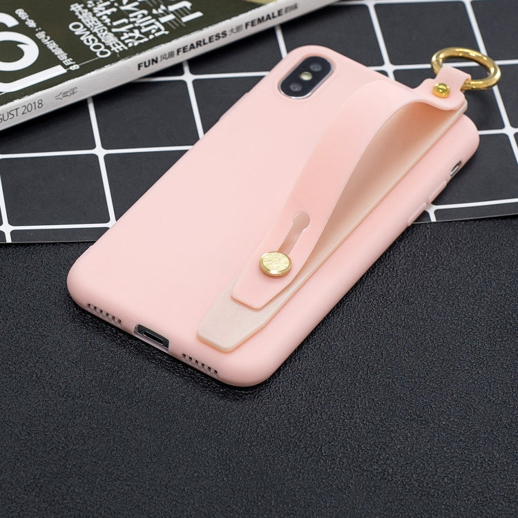 Shockproof Solid Color TPU Case with Wristband For Galaxy A6 (2018)