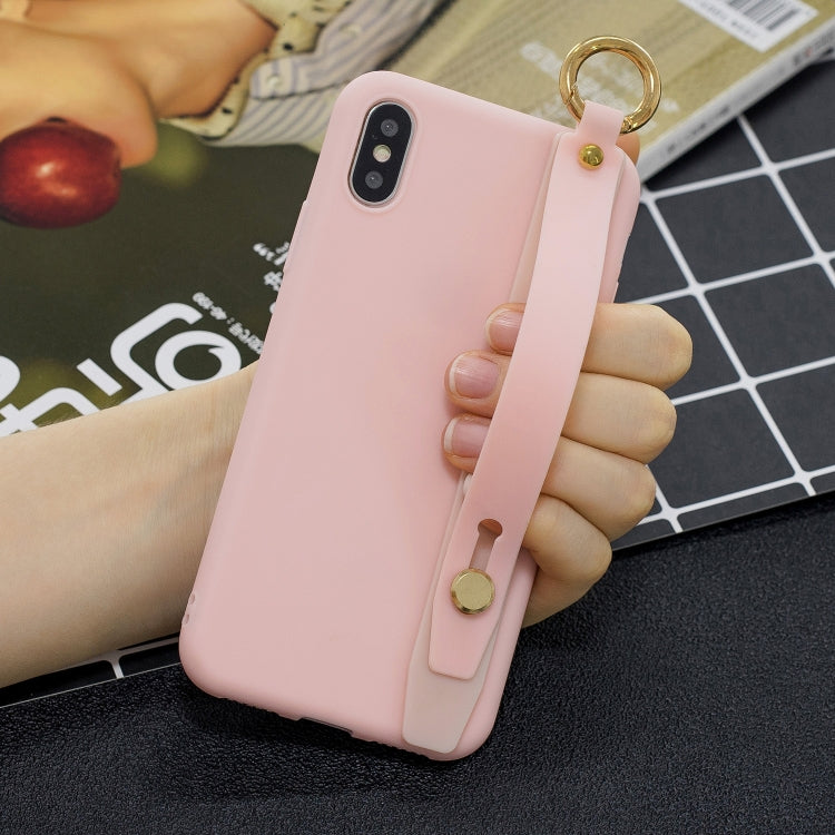 Shockproof Solid Color TPU Case with Wristband For Galaxy A6 (2018)