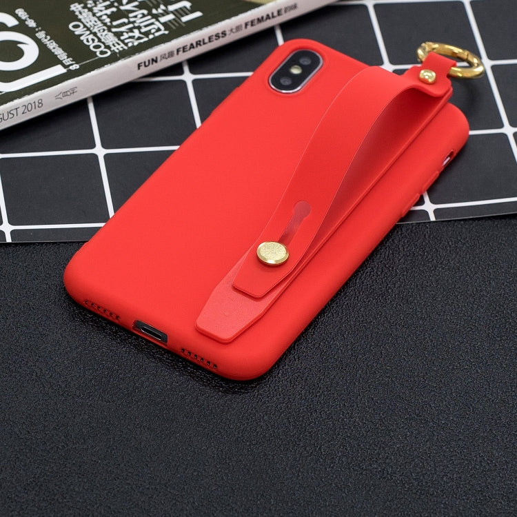 Shockproof Solid Color TPU Case with Wristband For Galaxy A6 (2018)