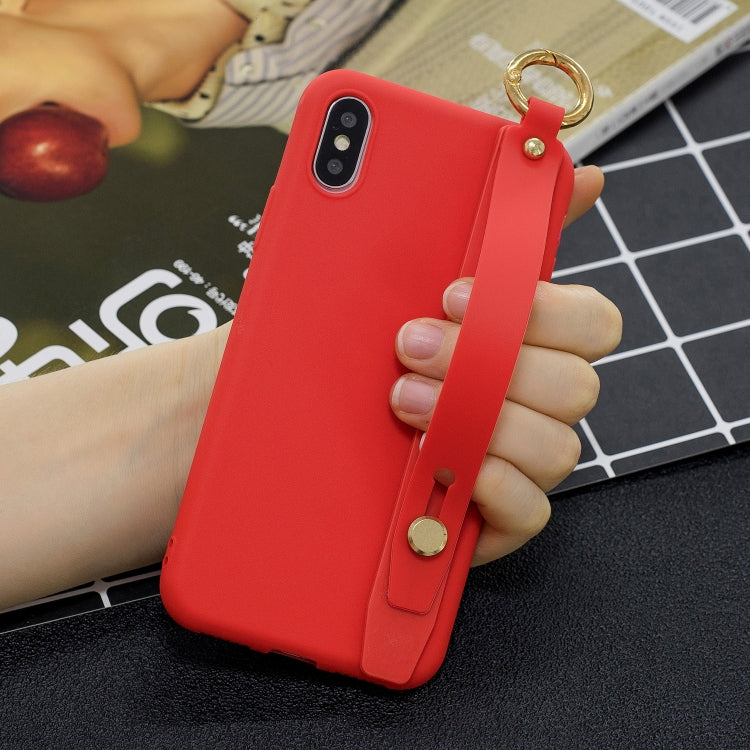 Shockproof Solid Color TPU Case with Wristband For Galaxy A6 (2018)