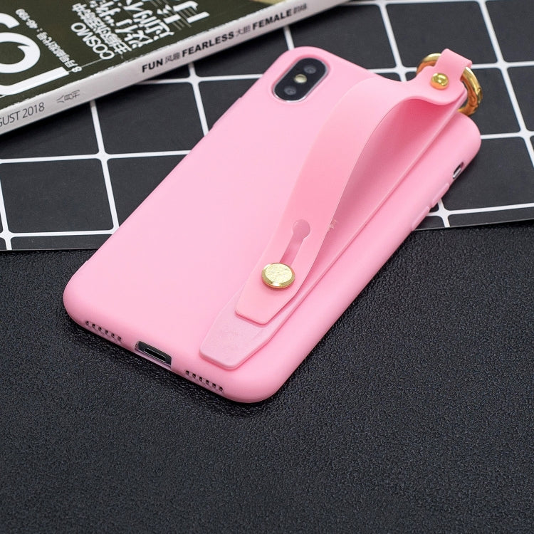 Shockproof Solid Color TPU Case with Wristband For Galaxy A8 (2018)