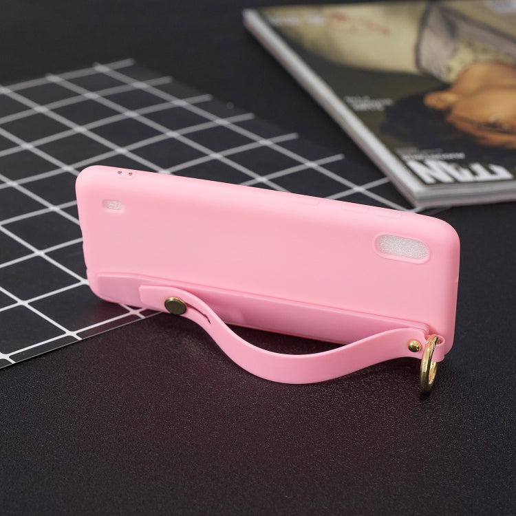 Shockproof Solid Color TPU Case with Wristband For Galaxy A10