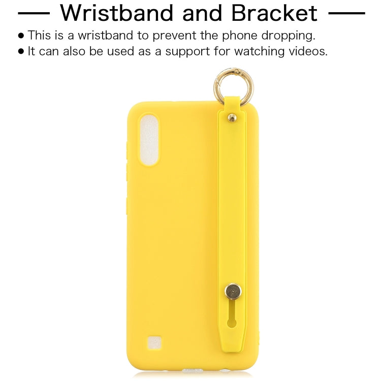 Shockproof Solid Color TPU Case with Wristband For Galaxy A10