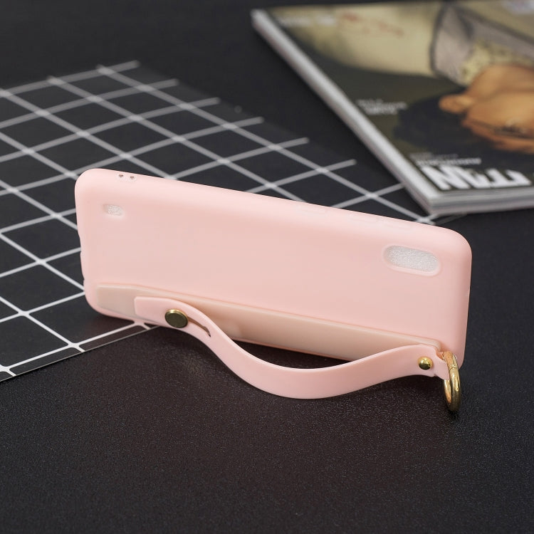 Shockproof Solid Color TPU Case with Wristband For Galaxy A10