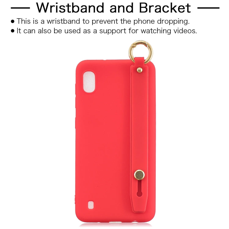 Shockproof Solid Color TPU Case with Wristband For Galaxy A10