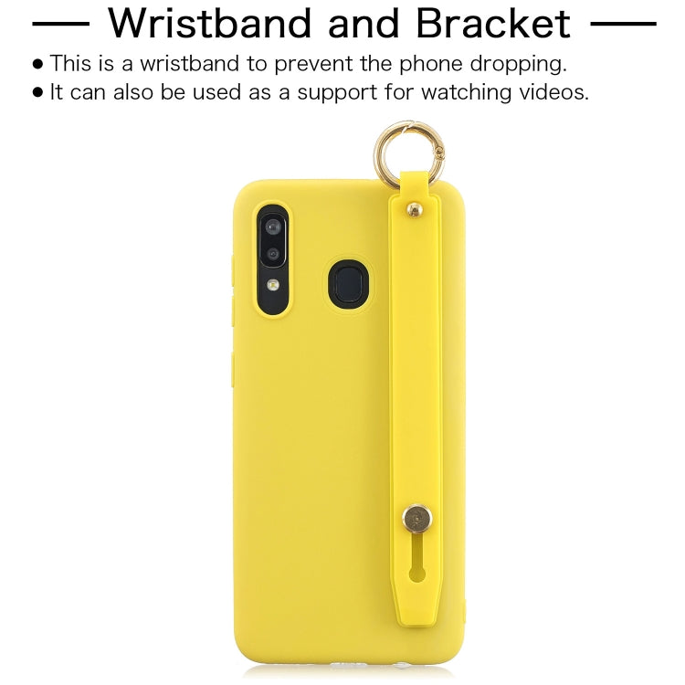 Shockproof Solid Color TPU Case with Wristband For Galaxy A30