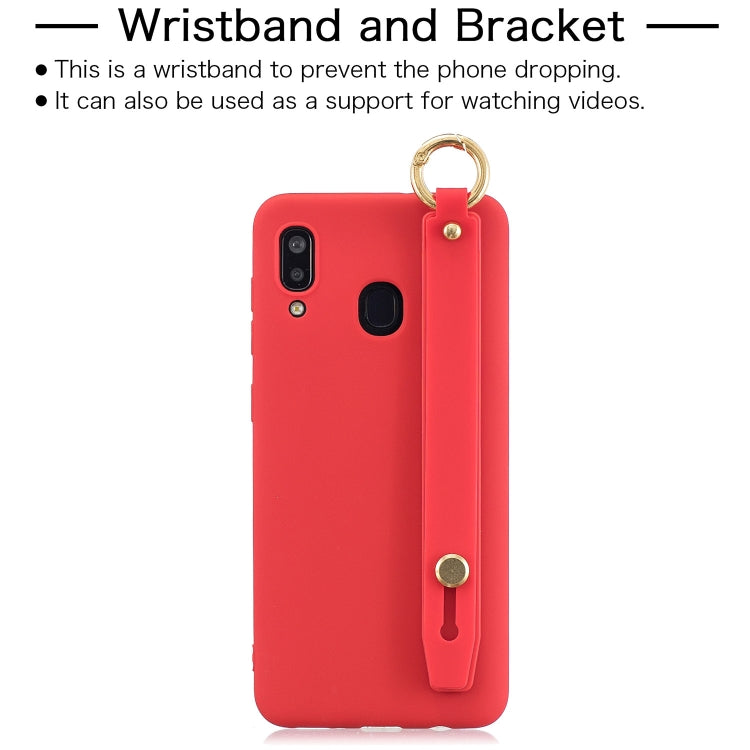 Shockproof Solid Color TPU Case with Wristband For Galaxy A30