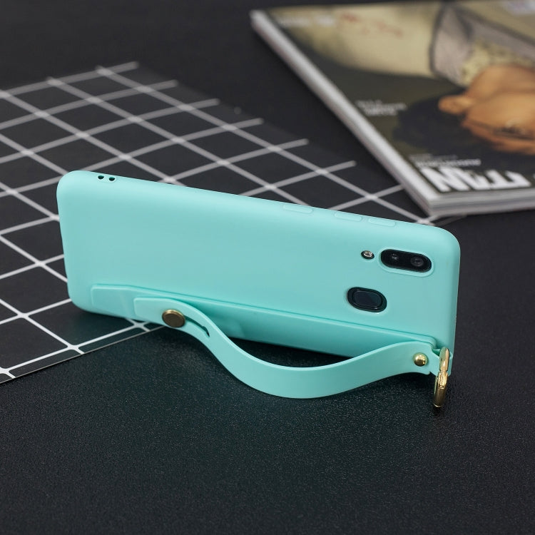 Shockproof Solid Color TPU Case with Wristband For Galaxy A40