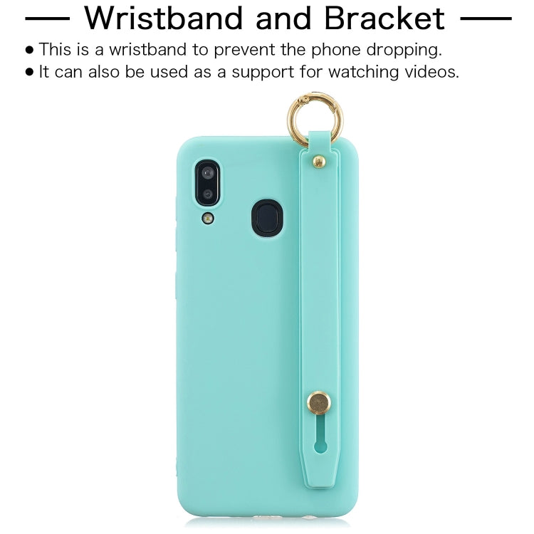 Shockproof Solid Color TPU Case with Wristband For Galaxy A40