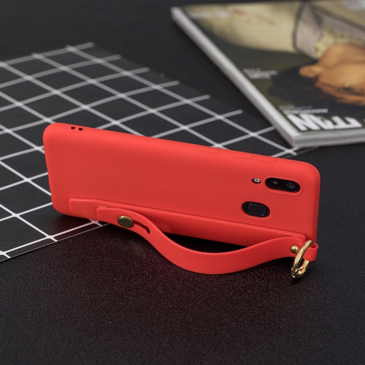 Shockproof Solid Color TPU Case with Wristband For Galaxy A40