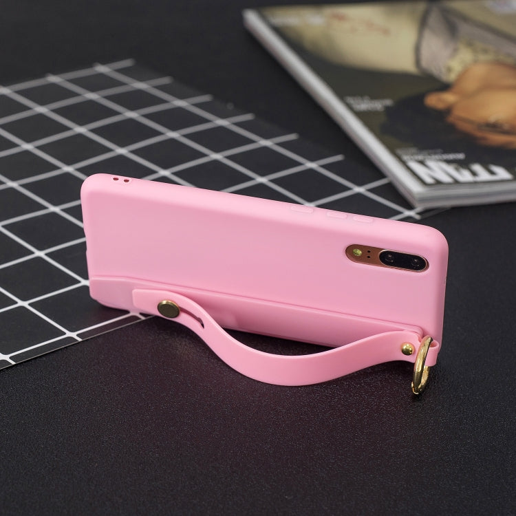 Shockproof Solid Color TPU Case with Wristband For Galaxy A50