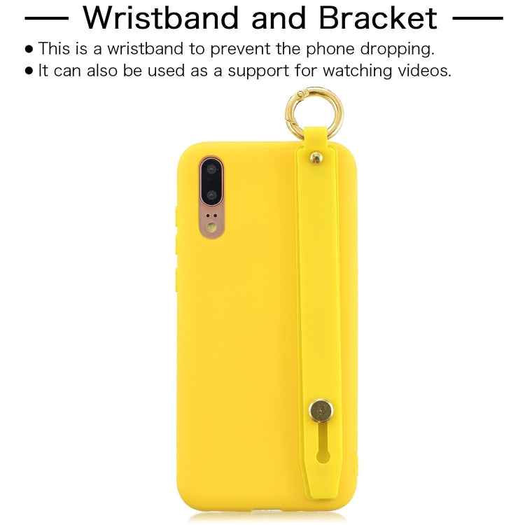 Shockproof Solid Color TPU Case with Wristband For Galaxy A50