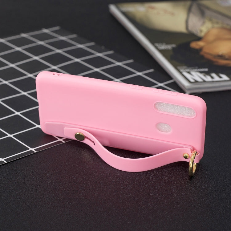 Shockproof Solid Color TPU Case with Wristband For Galaxy A60