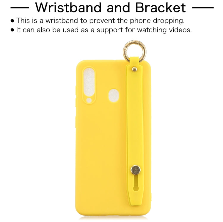 Shockproof Solid Color TPU Case with Wristband For Galaxy A60