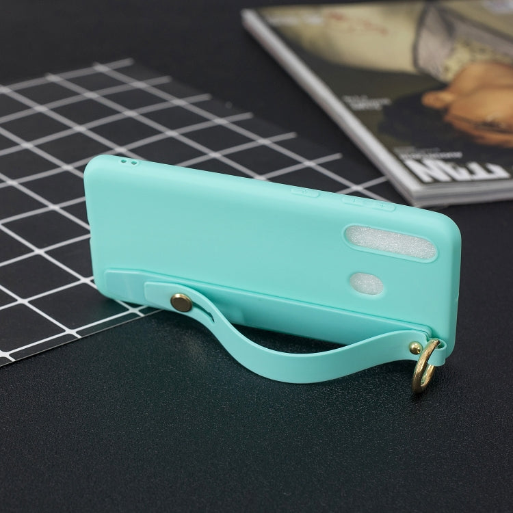 Shockproof Solid Color TPU Case with Wristband For Galaxy A60