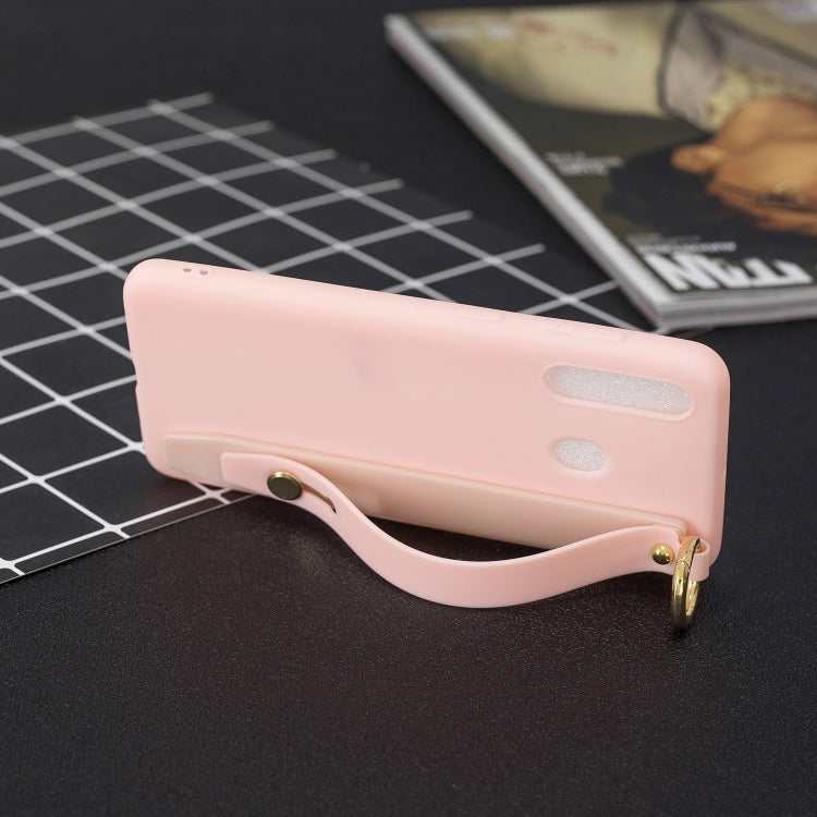 Shockproof Solid Color TPU Case with Wristband For Galaxy A60