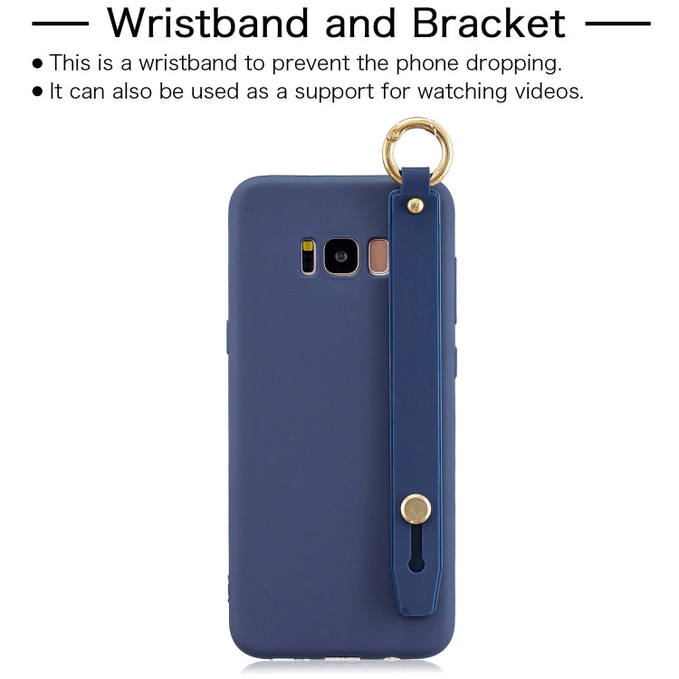 Shockproof Solid Color TPU Case with Wristband For Galaxy S8