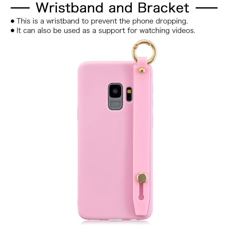 Shockproof Solid Color TPU Case with Wristband For Galaxy S9