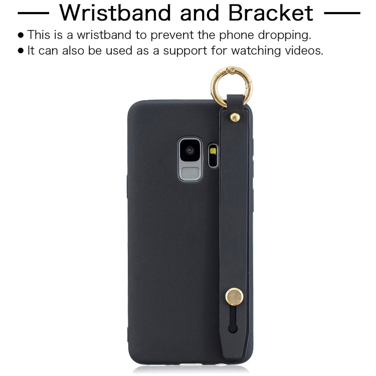 Shockproof Solid Color TPU Case with Wristband For Galaxy S9