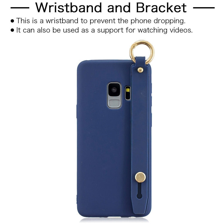 Shockproof Solid Color TPU Case with Wristband For Galaxy S9