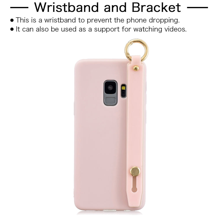 Shockproof Solid Color TPU Case with Wristband For Galaxy S9